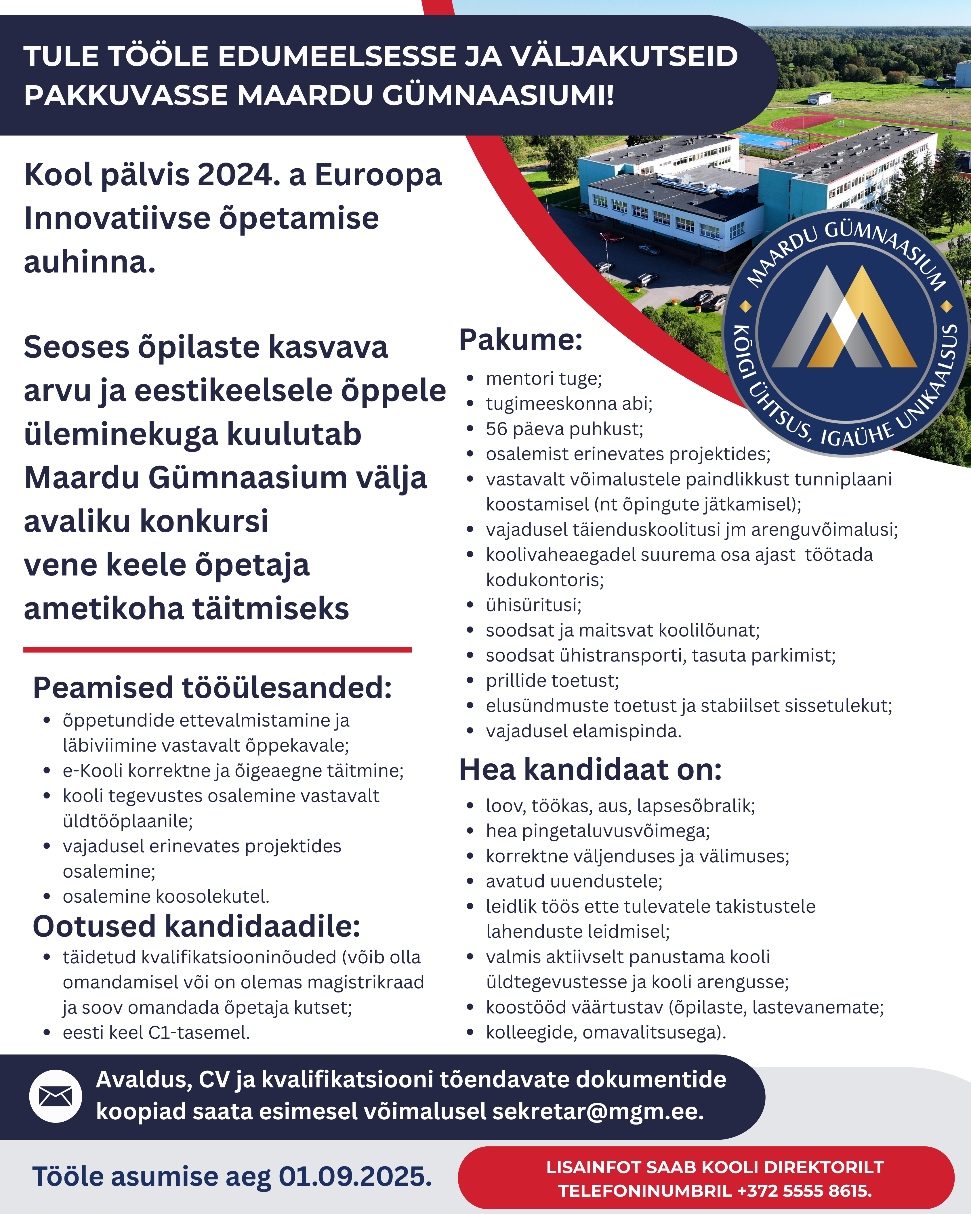 Avalik konkurss vene keele õpetaja leidmiseks