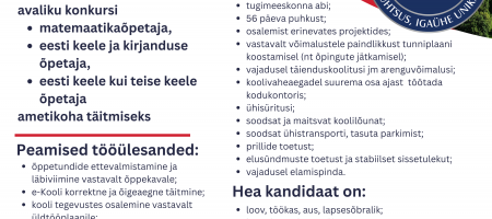 Avalik konkurss õpetaja leidmiseks